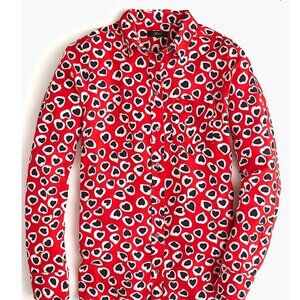 J. Crew Classic-fit boy shirt in silk heart print Size 00